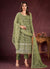 Olive Green Sequence Embroidery Pant Style Suit