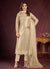 Beige Golden Sequence Embroidery Pant Style Suit
