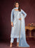 Sky Blue Sequence Embroidery Pant Style Suit