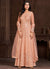 Soft Peach Thread And Sequence Embroidery Net Anarkali Suit