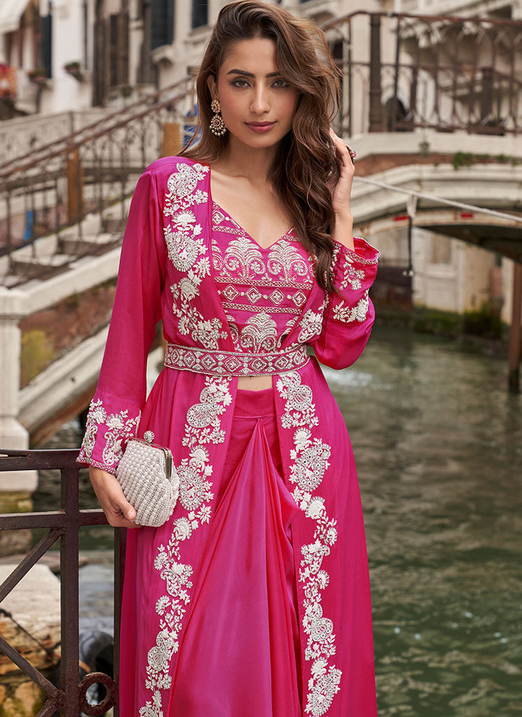 Mageta Handwork Embellished Draped Skirt Set