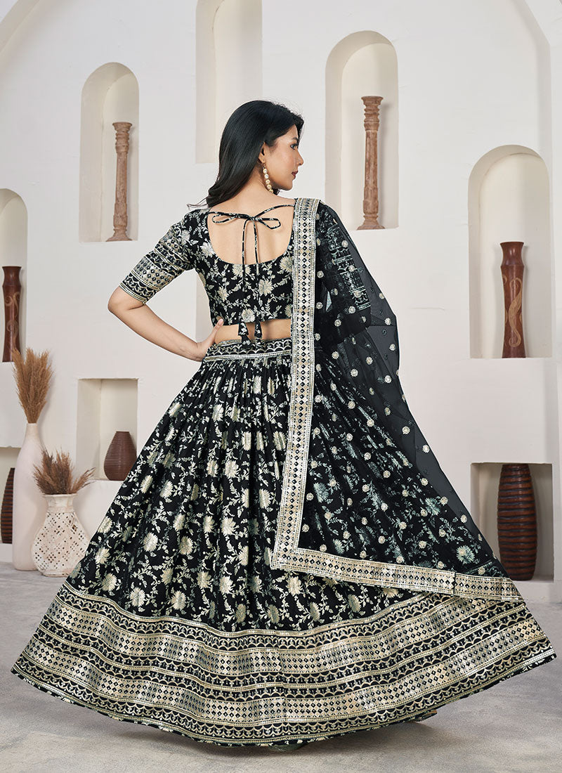 Black Jacquard Lehenga Choli main image 1