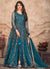 Turquoise Embroidered Slit Style Anarkali Pant Suit