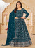 Turquoise Embroidered Traditional Georgette Anarkali Suit