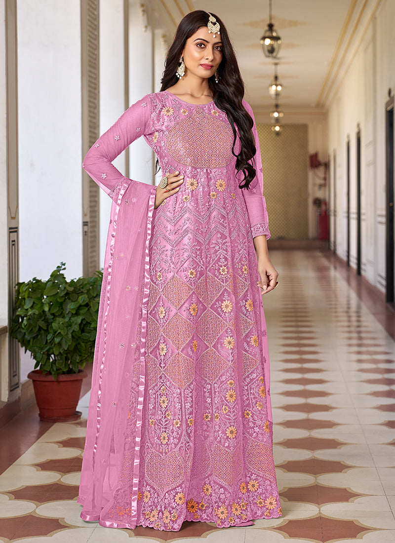 HOT ! Net Anarkali Pink Long Anarkali Dress Buy Indian Designer Outfit Stores Pink Traditional Net Anarkali HOT ! Net Anarkali Pink Long Anarkali Dress Buy Indian Designer Outfit Stores Pink Traditional Net Anarkali