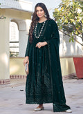 Green Thread Embroidery Traditional Anarkali Suit