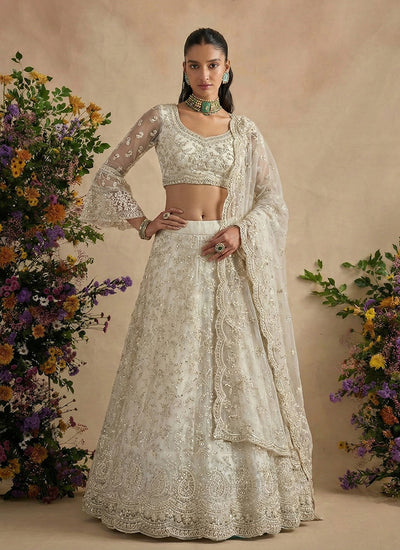 Pearl White Embroidered Lehenga Choli