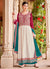 Off White And Pink Embroidery Anarkali Style Palazzo Suit