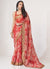 Red Floral Print And Sequence Embroidery Organza Saree