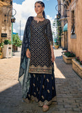 Navy Blue Gharara Style Suit In USA UK