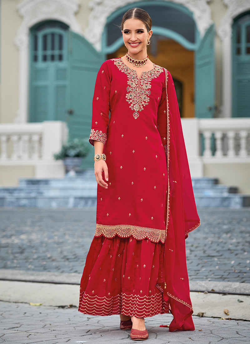 Buy Festive Suits In Peterborough Bridal Red Handwork Embroidery