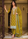 Yellow Sequence Embroidery Designer Pant Style Suit