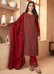 Red Sequence Embroidery Pant Style Suit