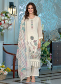 White Floral Embroidery Pant Style Suit