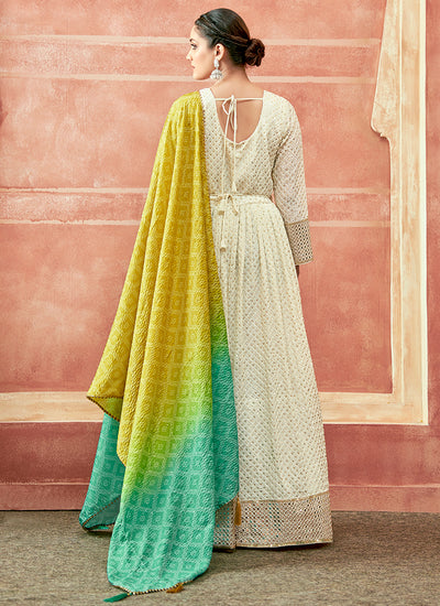 Off White Sequence Embroidered Designer Anarkali Suit In USA UK Canada