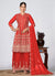 Bridal Red Multi Embroidery Traditional Palazzo Style Suit