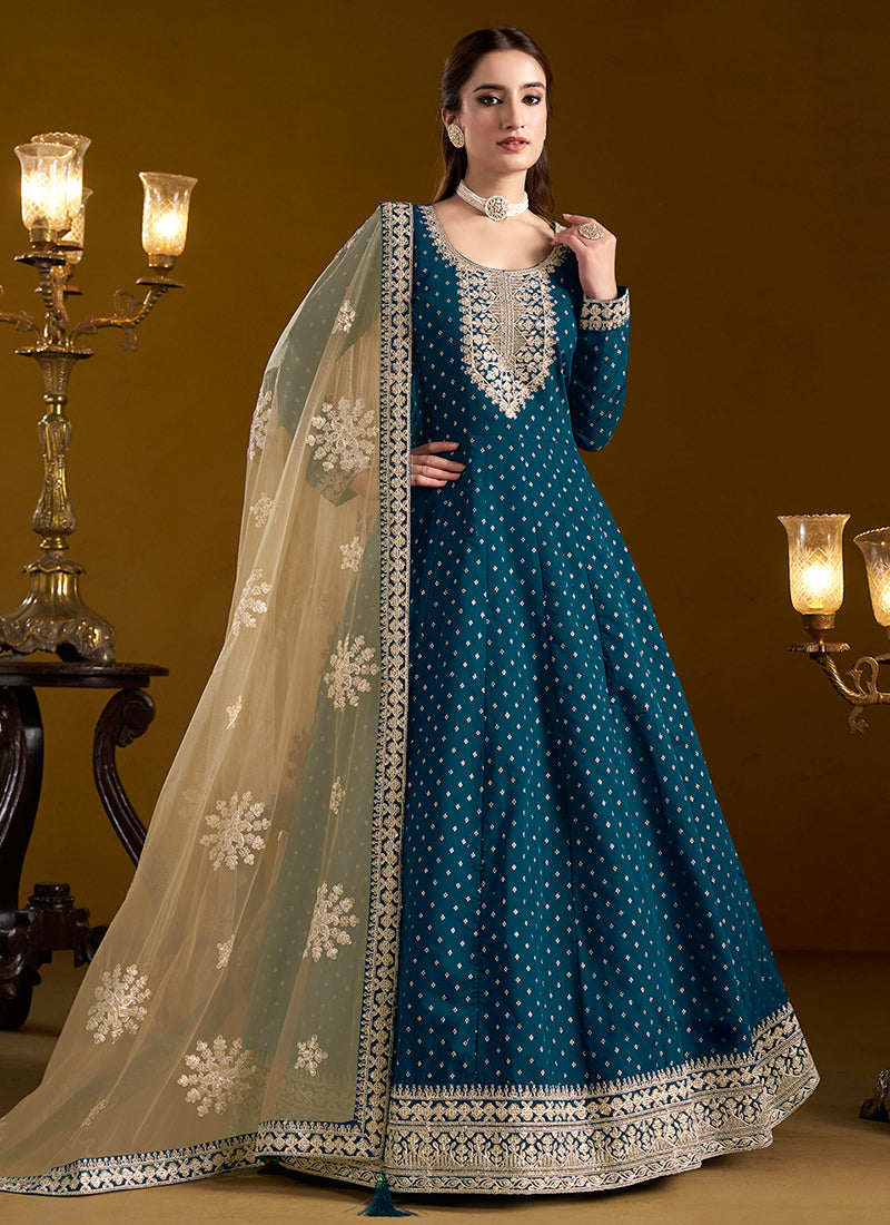 Anarkali Buy Peacock Blue Dress Buy Silk Embroidered Eid Anarkali Suit In Peacock Green Colour Anarkali Buy Peacock Blue Dress Buy Silk Embroidered Eid Anarkali Suit In Peacock Green Colour