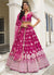 Rani Pink Thread Embroidery Wedding Lehenga Choli And Dupatta