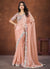Peach Sequence And Thread Embroidery Saree With Belt