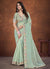 Mint Green Sequence And Thread Embroidery Saree With Belt