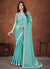 Aqua Blue Sequence And Thread Embroidery Saree With Belt