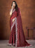 Maroon Sequence And Thread Embroidery Saree With Belt