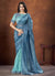 Royal Blue Sequence And Thread Embroidery Saree With Belt