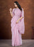 Light Pink Sequence And Thread Embroidery Saree With Belt