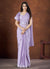 Lavender Sequence And Thread Embroidery Saree With Belt
