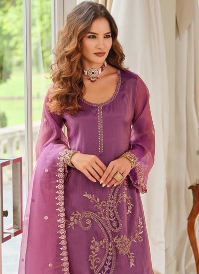 Mist Purple Indian Palazzo Suit for Wedding Wear