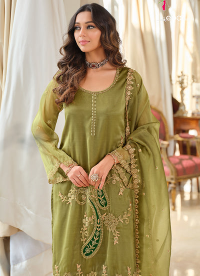 Green Party Wear Palazzo Suit for Women
