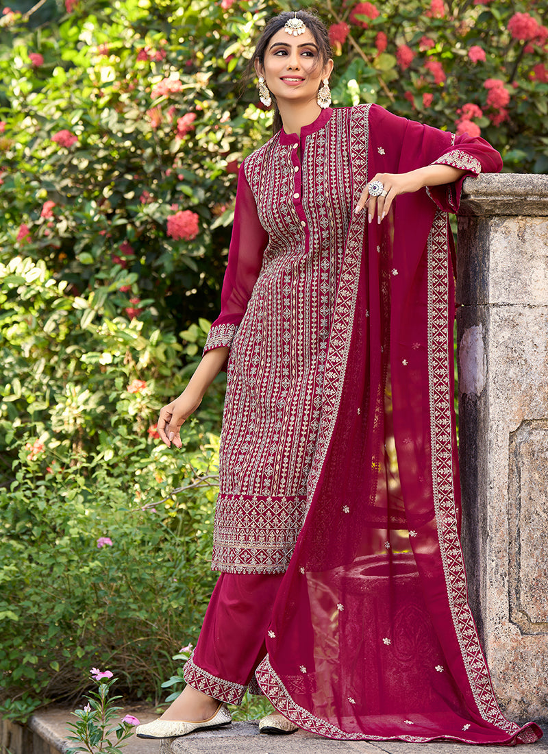 Buy Pant Suit Pink Sequence Embroidery Wedding Pant Suit In USA UK CANADA