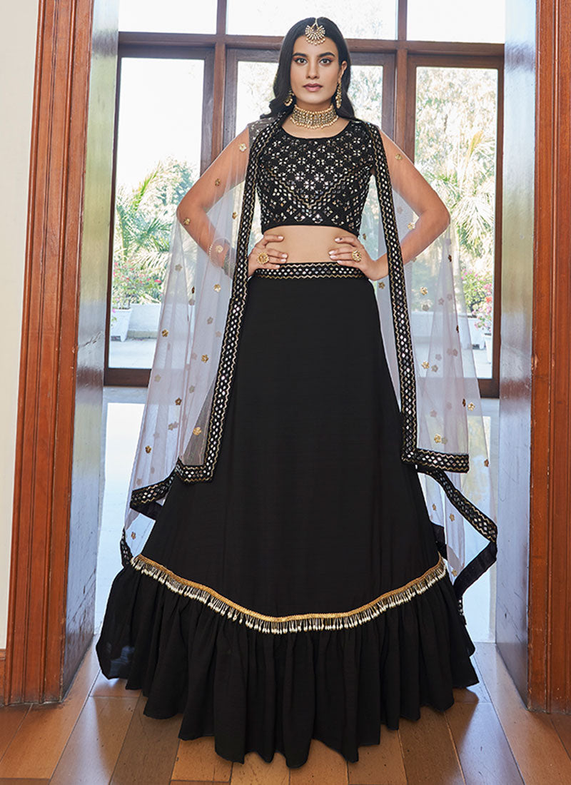 Black Multi Embroidered Designer Lehenga Choli