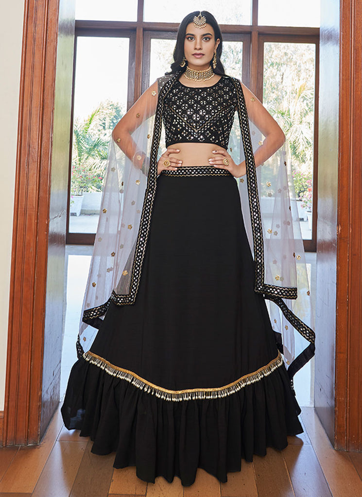 Black Multi Embroidered Designer Lehenga Choli