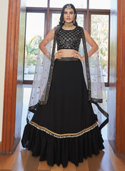 Black Multi Embroidered Designer Lehenga Choli
