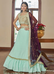 Sea Green Multi Embroidered Designer Lehenga Choli