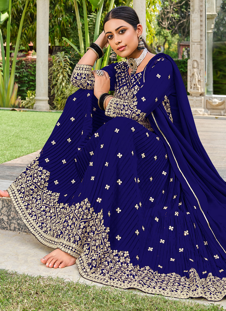 Blue Anarkali Palazzo Suit In Usa Canada
