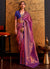 Purple And Blue Zari Weaved Handloom Silk Saree