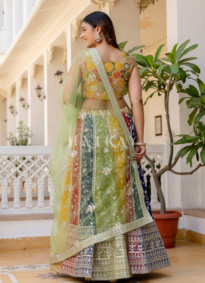 Buy Green And Yellow Bollywood Lengha Choli