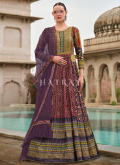 Purple Multicoloured Handwork Designer Gown