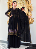 Navy Blue Multicolored Embroidery Anarkali Palazzo Suit