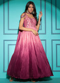 Pink Sequence Embroidery Ombré Kalidar Anarkali Gown