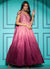 Pink Sequence Embroidery Ombré Kalidar Anarkali Gown