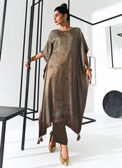 Olive Green Digital Printed Poncho And Pant Co-ord Set