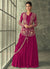 Magenta Multi Embroidery Saree Gown With Jacket