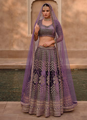 Purple Sequence Embroidery Wedding Lehenga Choli