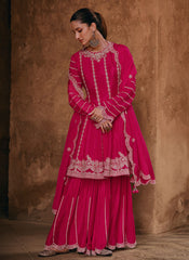Rani Pink Sequence Embroidery Festive Sharara Suit