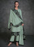 Light Green Thread Embroidery Organza Silk Pant Style Suit