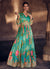 Cyan Blue Floral Printed Sequence Embroidered Anarkali Gown