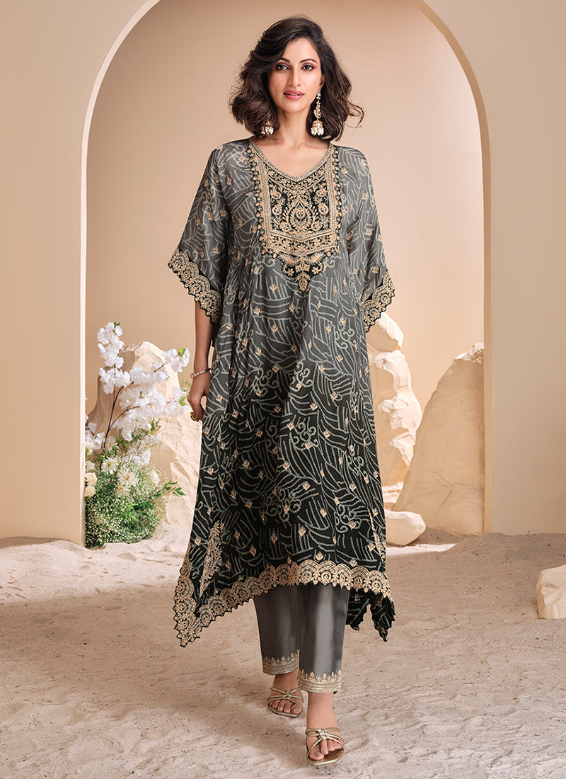 embroidered poncho dress Montage by Mon Cheri - 221962 Scoop Back Embroidered Poncho Dress 6 / Silver/Nude